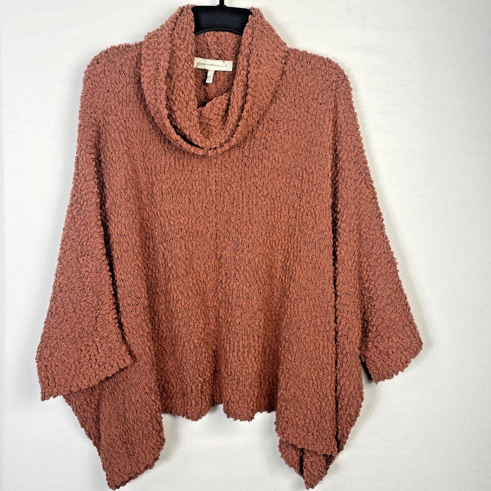 Generation K Sweater Size Small Popcorn Knit Crochet Rust Cowl Dolman Oversize